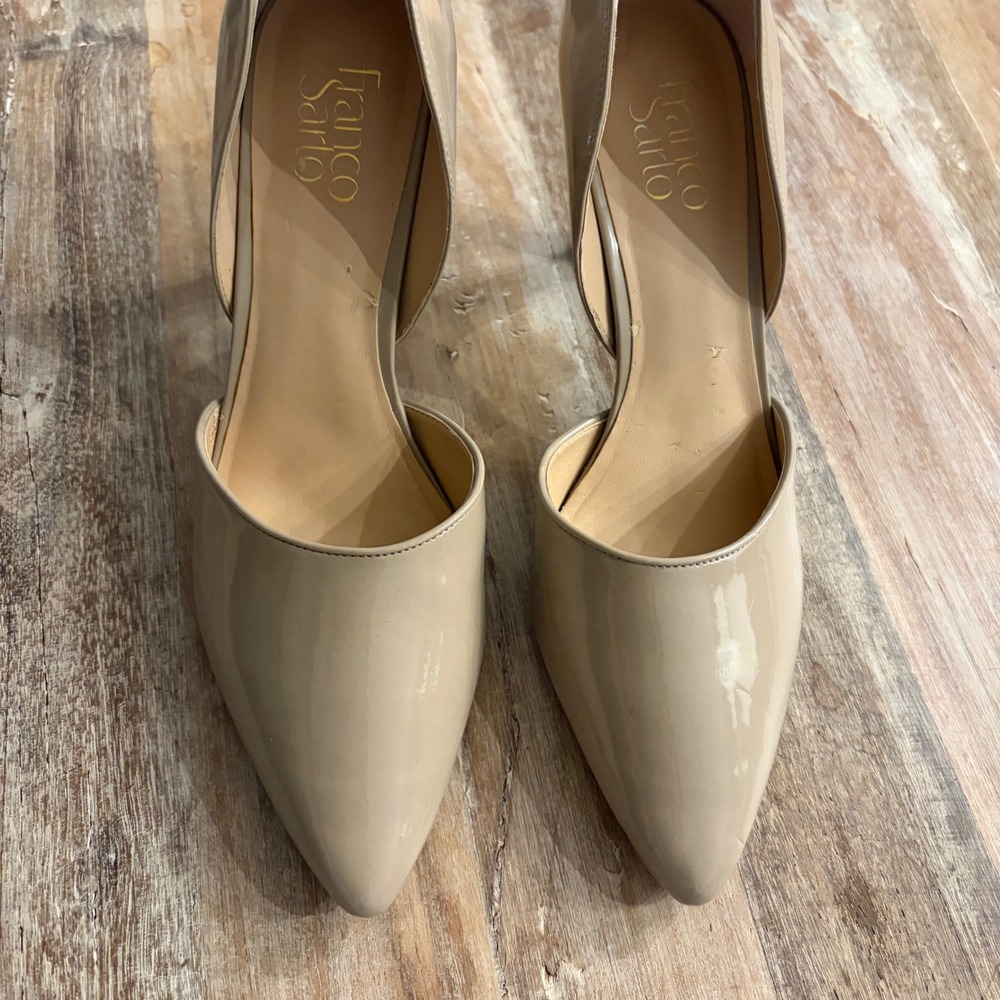 Franco Sarto Arrow Nude Patent d'Orsay Pointed Toe Pumps Heels Womens 9.5M - Picture 4 of 11